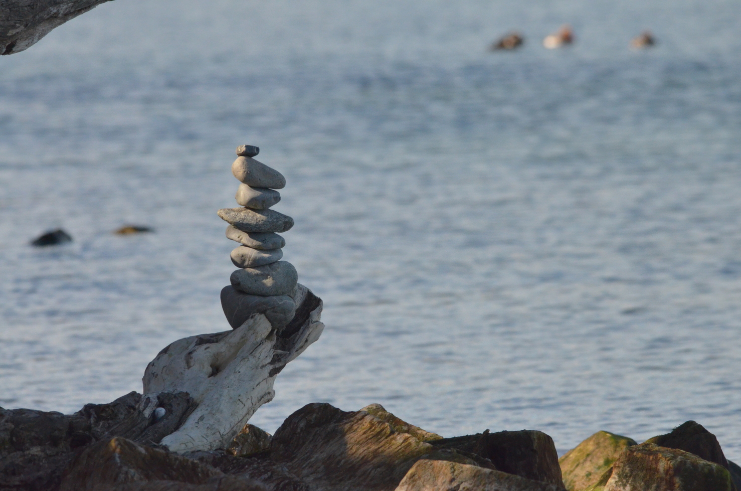 Stone sculpture at lake of Geneva