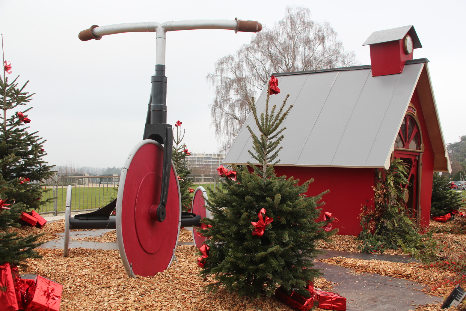 Christmas decoration in a french park