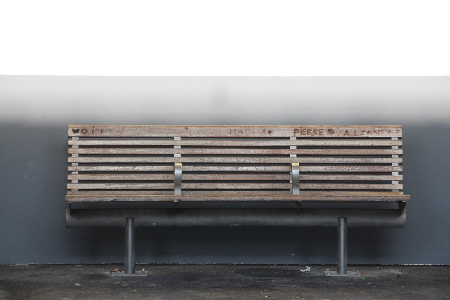 A bench at a small railway station in France